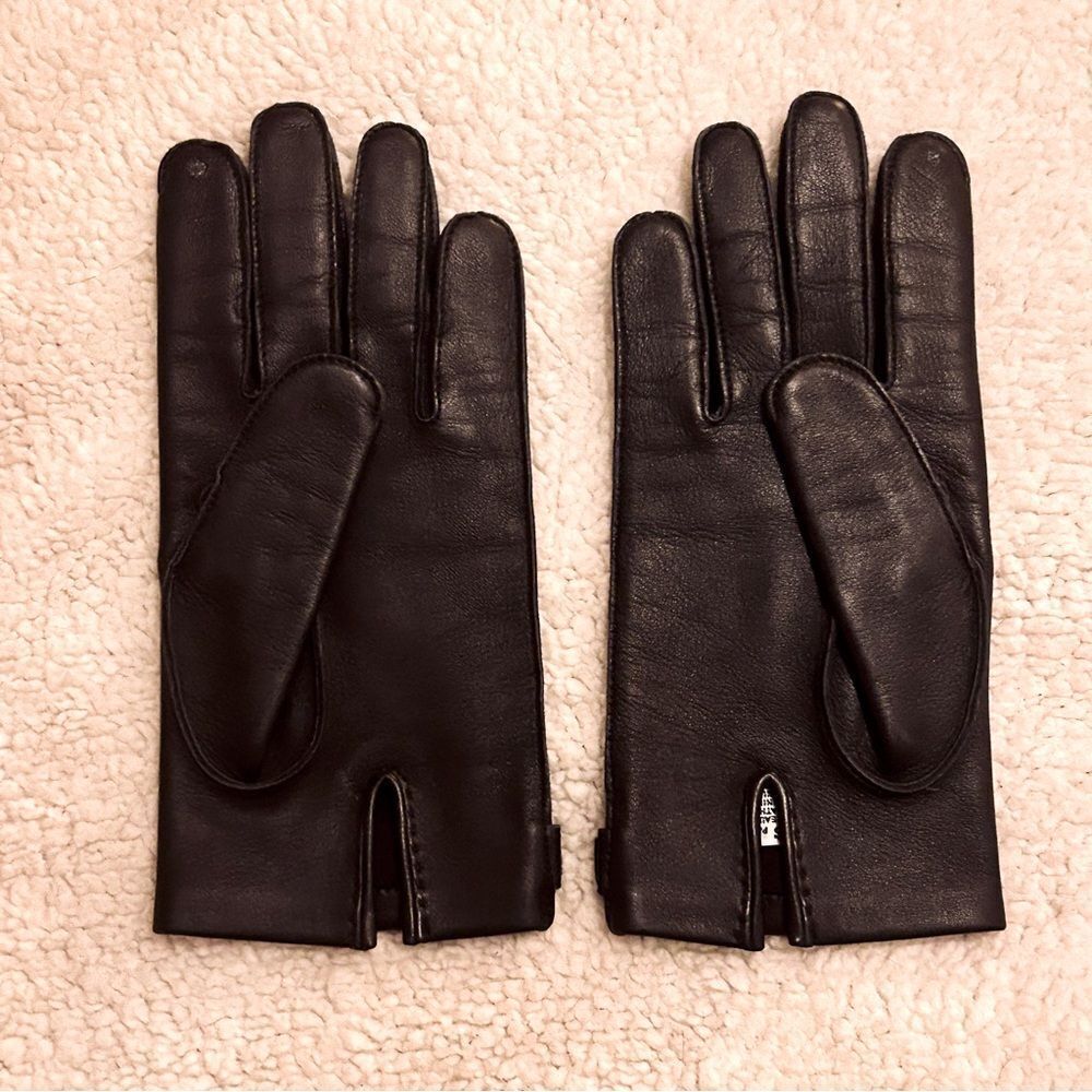 Hermes Black Leather Touch Screen Gloves - Picture 2 of 4